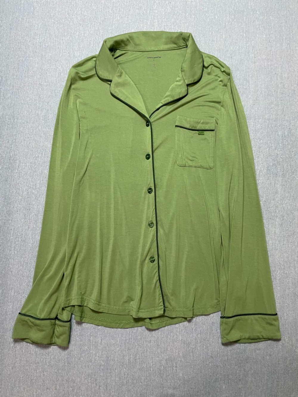 Cozy Earth Bamboo Stretch Knit Long Sleeve Pajama Top Size XS in Green